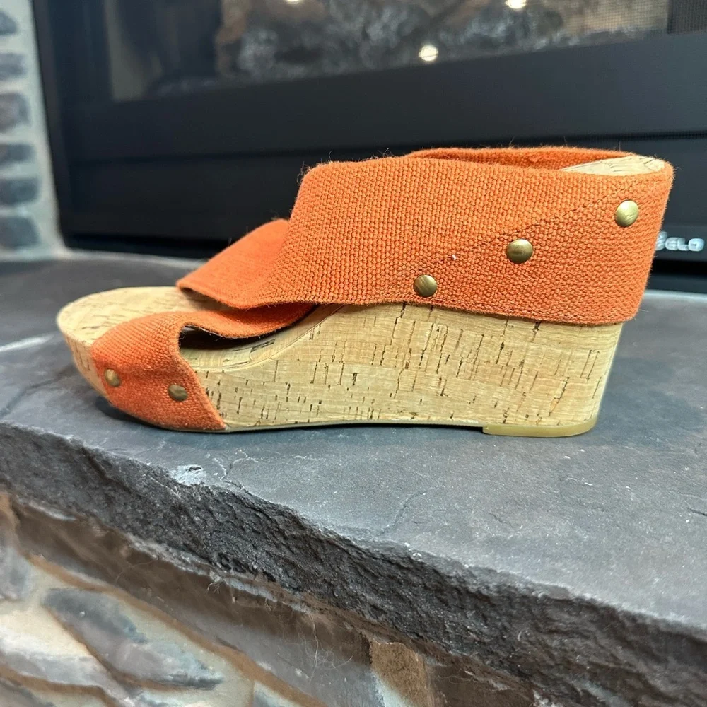 Lucky Brand Orange Wedge Sandals